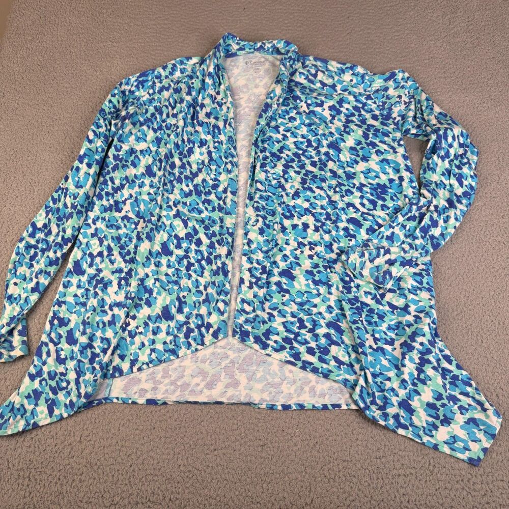 COOLIBAR Cardigan Sweater Womens L Blue Open Front Wrap UPF 50+ Sun Protection